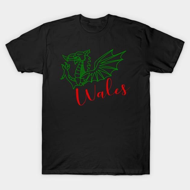 WALES RED DRAIG GOCH RED DRAGON GREEN T-Shirt by MarniD9